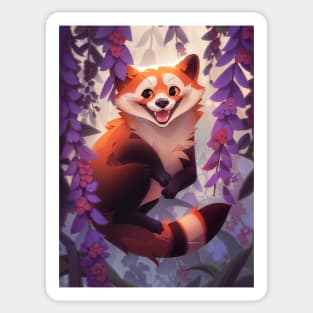 Red Panda in the Wisteria Sticker
